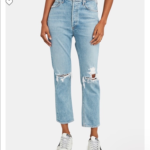 NWT Agolde 90s Straight Leg Jeans in Fall Out Ripped Size 24 Revolve Intermix - Picture 4 of 9